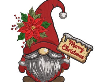 Stickdatei Weihnachts-Wichtel mit Weihnachtsstern
