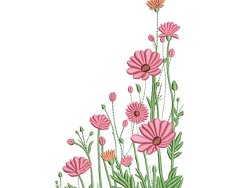 Pink Orange Wildflowers – Machine Embroidery Design