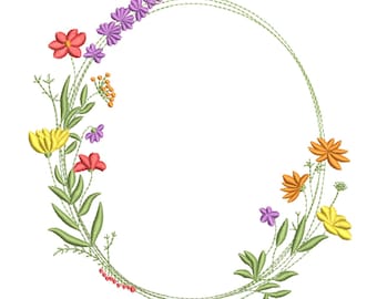 Colorful Floral Wreath – Spring Machine Embroidery Design