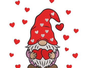 Valentine Gnome of Hearts – Cute Embroidery Design