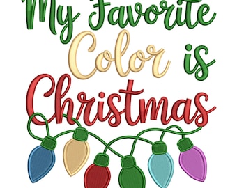 Christmas Lights Embroidery Design – Holiday Saying (Digital Download)