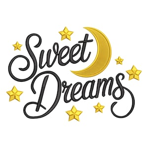 Sweet Dreams Embroidery Design – Moon and Stars Machine  embroidery File for Baby Blankets and Nursery Decor