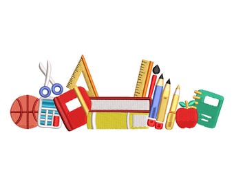 Back to School Supplies Embroidery Design (Machine Pattern)