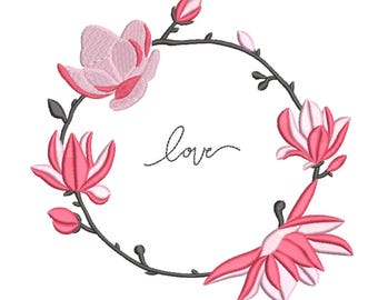 Flower Wreath Love – Machine Embroidery Design