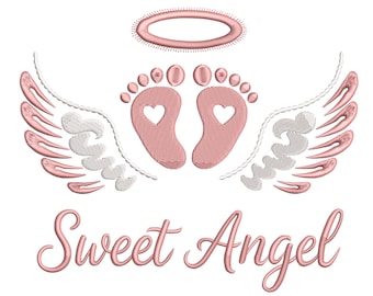 Sweet Angel Memorial – Feather Wings Baby Embroidery