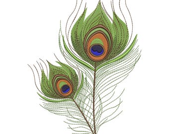 Elegant Peacock Feather Embroidery Design: Nature-Inspired Machine File