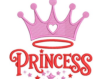 Princess Crown Stickdatei - Herz Tiara, Sterne (pes, dst, exp, hus, jef, vp3, xxx, cnd)