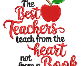 Teacher Apple Embroidery Design – Heartfelt Quote (Digital Download)