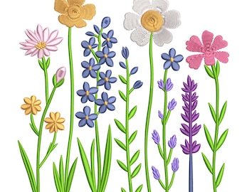 Wildblumen Garten Medley – Stickdatei mit Pflanzenmotiv