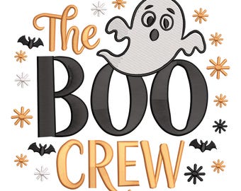 The Boo Crew Stickdatei, Geist und Fledermaus Halloween Stickdatei für Sweatshirts & Deko