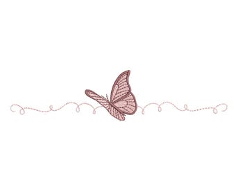 Textured Butterfly & Pink Waves – Elegant Machine Embroidery Design