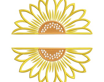 Sunflower Split Monogramm Stickdatei - personalisiertes florales Stickmuster für Handtücher, Taschen & Geschenke