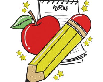 Apple Pencil Notebook Stickmuster, Notebook Stickdatei