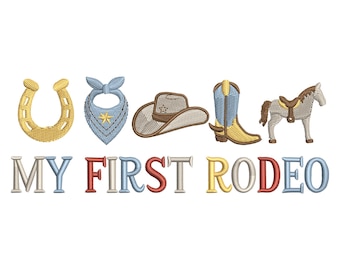 My First Rodeo Embroidery Design: Western Cowboy Machine Embroidery File