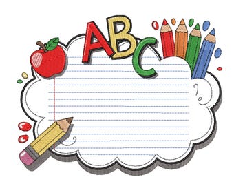 Stickmuster „ABC-Wolkenrahmen zum Schulanfang“