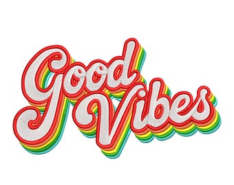 Good Vibes Stickdatei, Stickdatei für Taschen, T-Shirts und Taschen