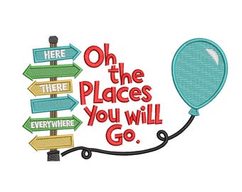 Oh The Places You Will Go – Adventure Balloon Machine Embroidery Design