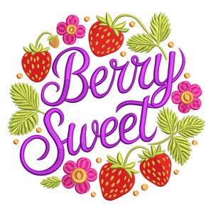 Beere Süßes Stickmuster, Erdbeerfrucht Stickmuster, Maschinendatei für Sommerprojekte