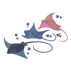 Playful Stingrays Underwater Embroidery