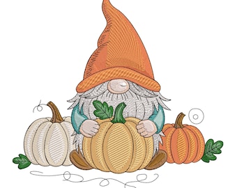 Autumn Gnome with Pumpkins – Machine Embroidery Design