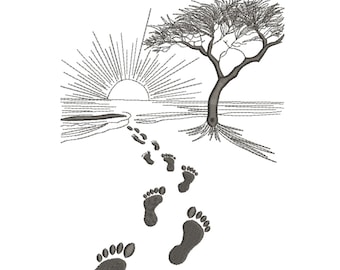 Sunset Footprints – Minimal bestickt