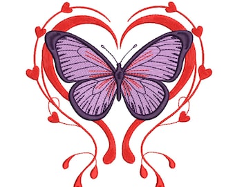 Butterfly Heart Frame – Valentine Embroidery Design