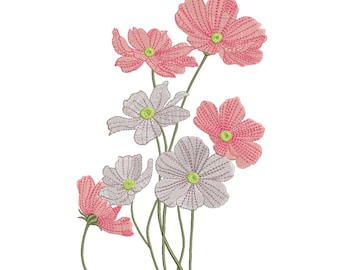 Pink Green Flower Spray – Machine Embroidery Design