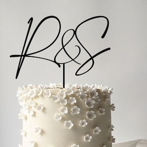 Personalized Initial Script Wedding Cake Topper, Rustic Topper, Modern Calligraphy Topper
