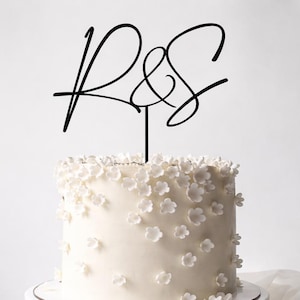 Personalized Initial Script Wedding Cake Topper, Rustic Topper, Modern Calligraphy Topper