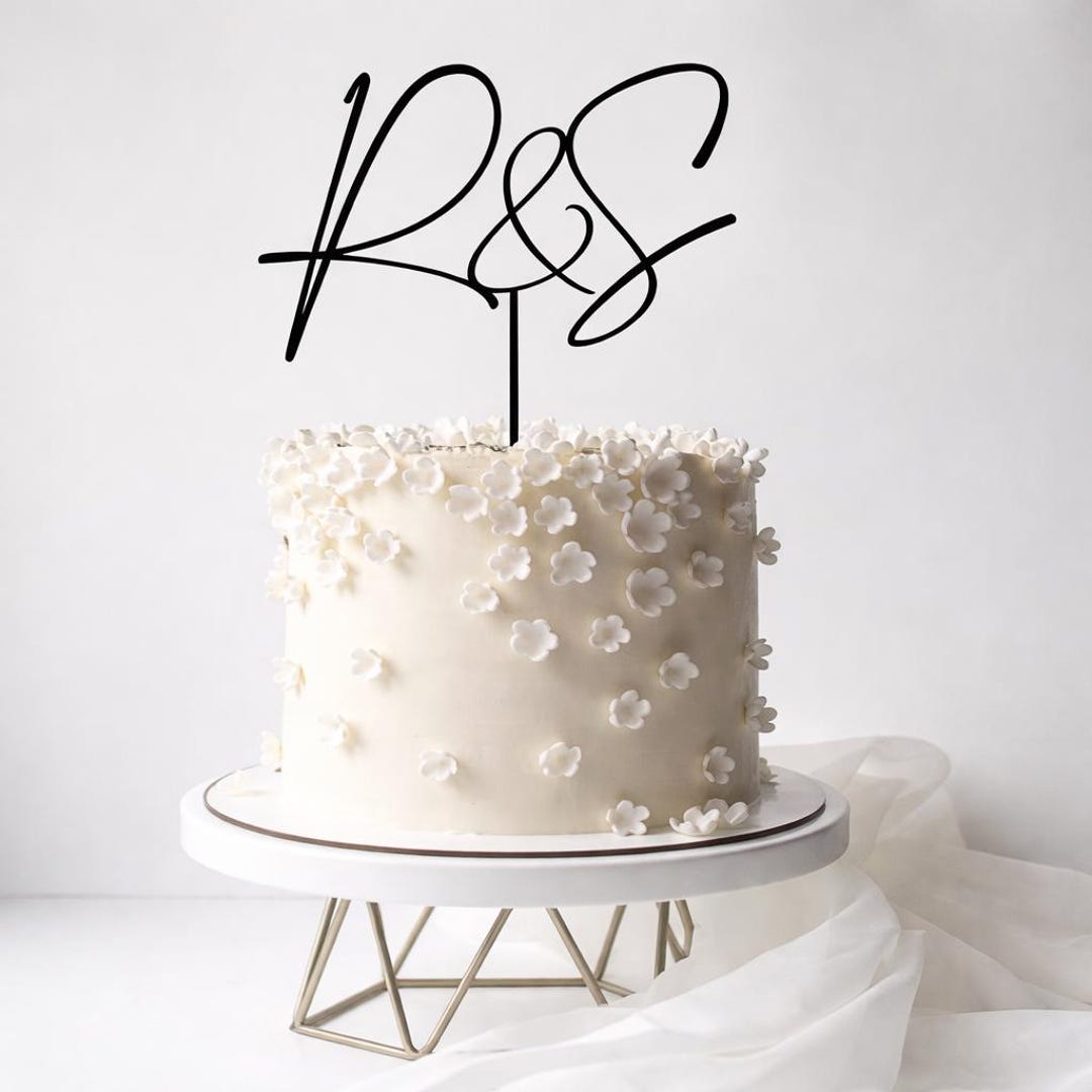 Cake Topper Inscription Sample Personalized Initial Script Wedding Cake Topper, Rustic Topper, Modern ...