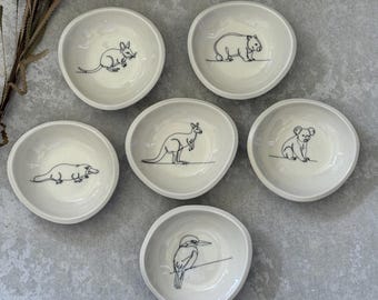 Australian Animal Ceramic Bowl, Koala Kangaroo Wombat Platypus Bilby, Handmade Pottery, Australian Souvenir Gift