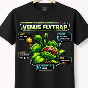 ハエトリソウの学習Tシャツデザイン｜フィードミー｜食虫植物好きへの完璧なギフト、植物好きへのギフト、植物好きへのギフトアイデア
