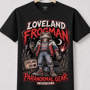Loveland Frogman-skjorta | Cryptid Research Society-tröja | Respektera lokalbefolkningen Ohio | Weirdcore Cryptid-present till naturälskare på Paranormal Gear