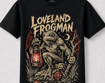 Camiseta Loveland Frogman | Respeite os Locais | Weirdcore, uma camiseta de criptídeo para presentear amantes da natureza, Sociedade de Pesquisa de Criptídeos de Ohio, Weirdcore