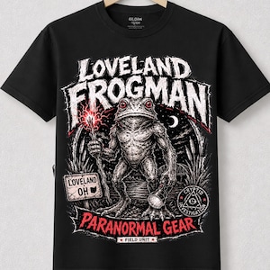 Loveland Frogman-skjorta | Respektera lokalbefolkningen Ohio | Paranormal Gear Cryptid Research Society-tröja | Weirdcore Cryptid-gåva för naturälskare