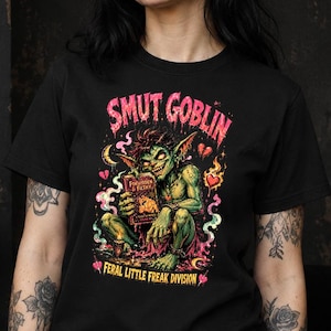 Smut Goblin Shirt, Monster Romance Reader Tee, Funny Spicy Book Lover Gift, Unhinged BookTok Goblin, Dark Romantasy T-Shirt