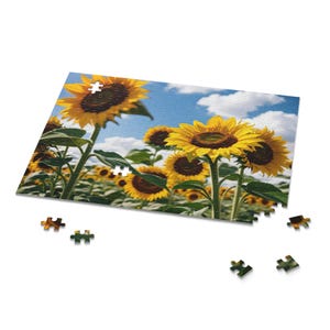 Vibrant Sunflower Puzzle, Relaxing Gift for Nature Lovers, Home Décor for Family Nights, 120/252/500-Piece Options