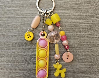 Yellow and Pink Bubble Popper Fidget Keychain