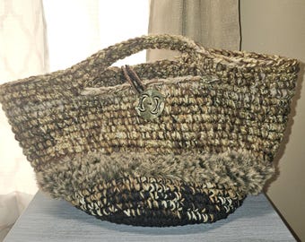 Handmade Brown Crochet Tote Bag