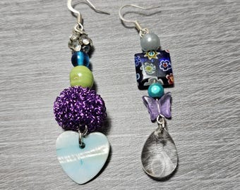 Mismatched Millefiori Bead Soup Earrings