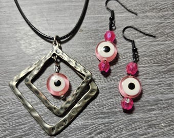 Hot Pink Evil Eye Jewelry Set