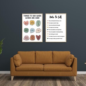 Mental Health Prints Set, Self Compassion Art, Therapy Decor, Uplifting Affirmations, Printable Wall Art, Counseling Office, Positive