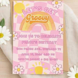 70&#39;s theme party, Groovy party, Hippie party Invites, trendy invite, invitation template, 70&#39;s invitations, groovy invites