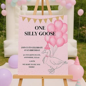 One silly goose, silly goose, one silly goose party, 1st birthday party, pink and gold party, silly goose 2st birthday, coquette goose