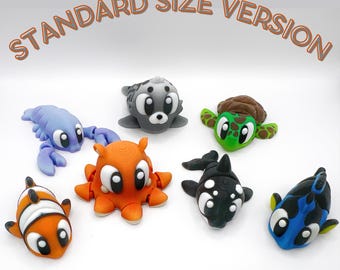 3D Printed Articulated Ocean Animal Fidget Set: The Splash Squad