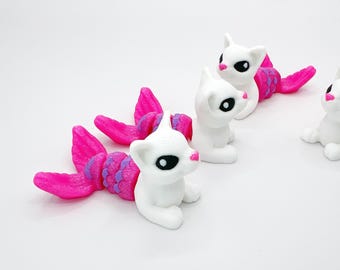 Tiny 3D Printed Baby Purrmaid Hatchling | Articulated Mythical Creature | Animal Pocket Pal | Purrmaid | Fantasy Gift Lover | Mini Purrmaid
