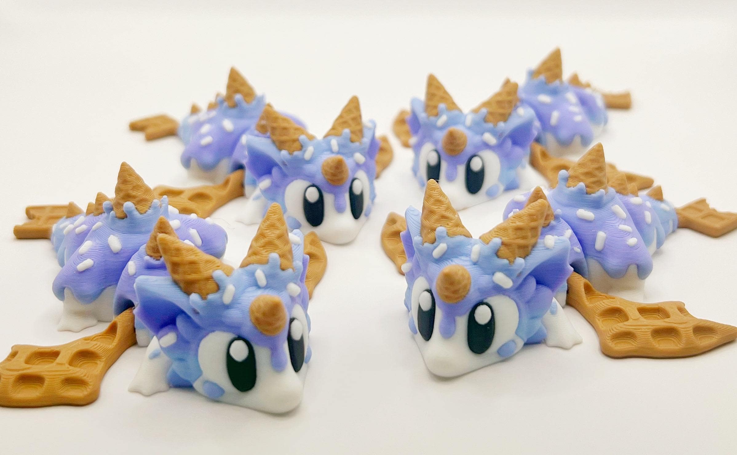 Ice Cream Dragon Fidget | Sugar Rush Dragon Flexi Fidget | 3D Printed Dragon | 3D Printed Flexi |Articulated Dragon|Ice Cream Dragon and Egg