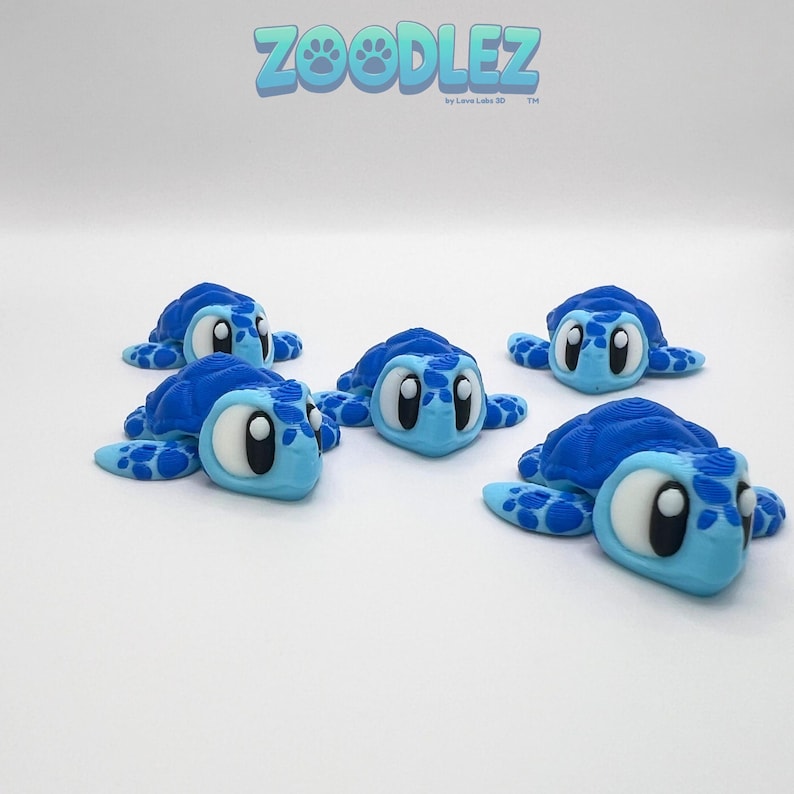 MINI 3D Printed Blue Mini Sea Turtle Fidget | Articulated Desk Pet ...