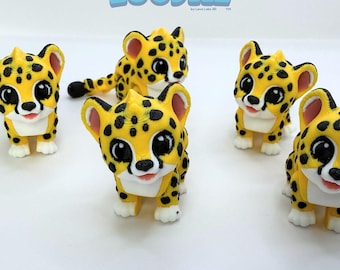 MINI 3D Printed Flexi Cheetah | Bright Eyed Pocket Pal | Flexi Baby Cheetah