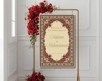 Henna Night Welcome Sign, Editable Template, Henna Night Welcome Poster, Henna Party Sign, Mehndi Night Digital Sign, Printable Board